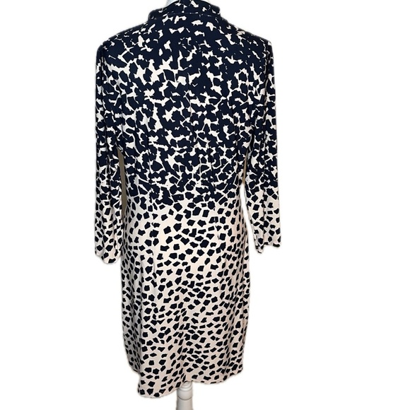Catherine Via Modena Black & White Abstract Print Faux Wrap Dress - Size Small - Picture 3 of 9